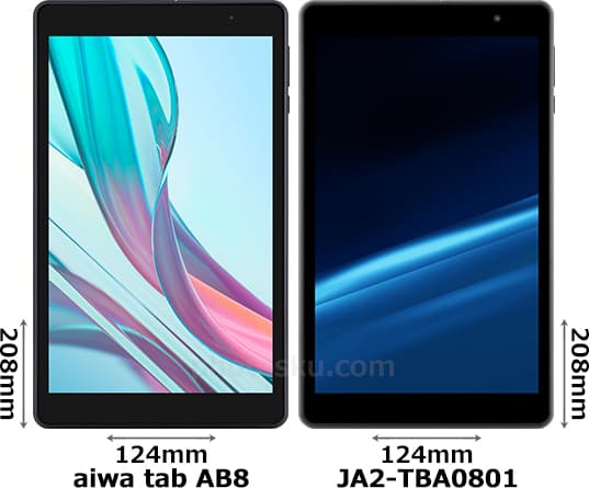 aiwa tab AB8」と「JA2-TBA0801」の違い - フォトスク