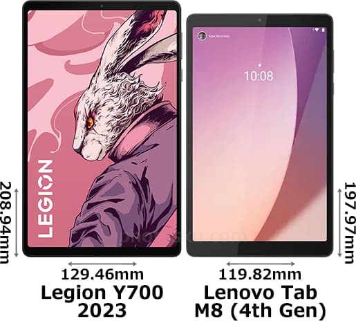 Legion Y700 2023」と「Lenovo Tab M8 (4th Gen)」の違い - フォトスク