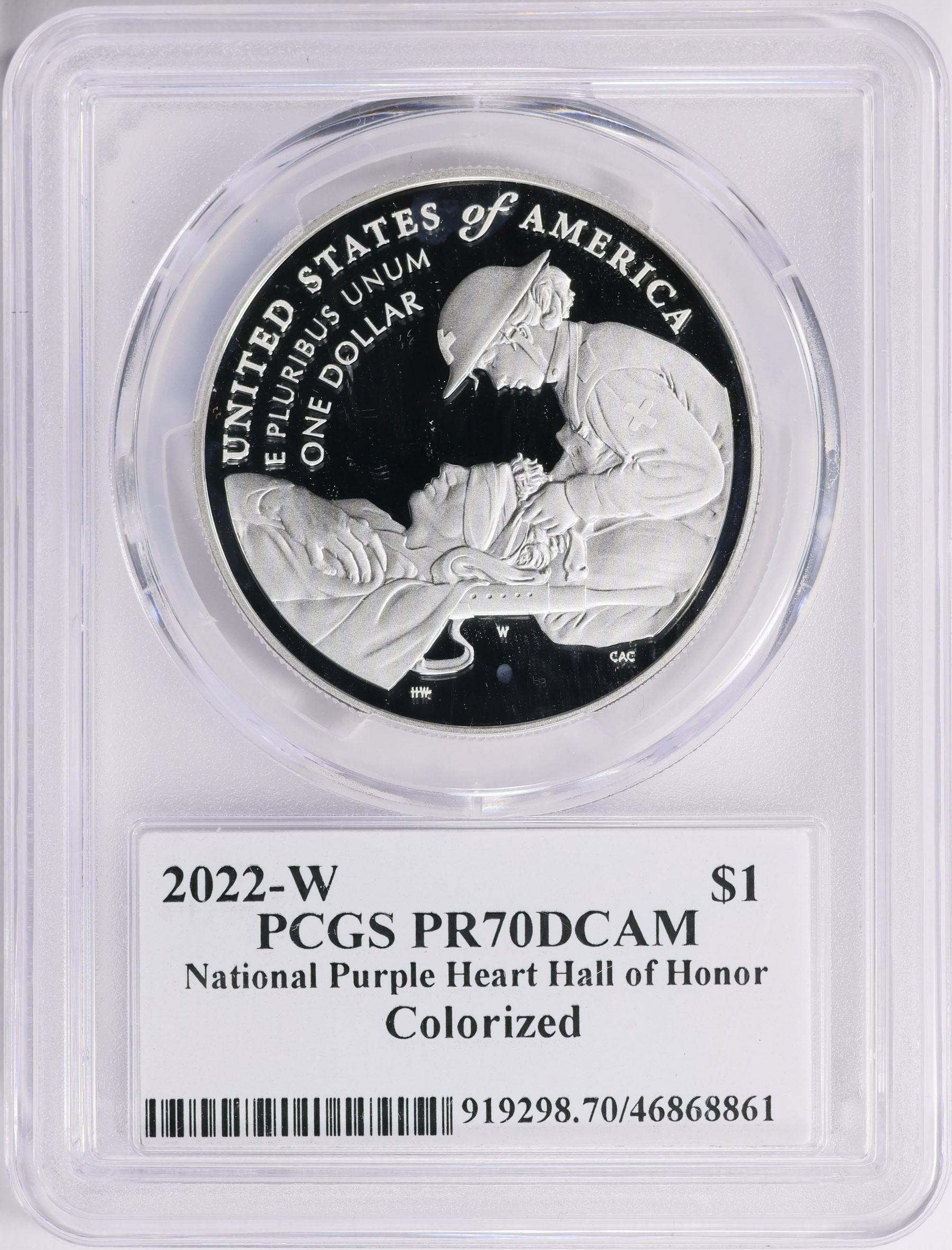 2022-W National Purple Heart Hall of Honor Colorized Silver Dollar