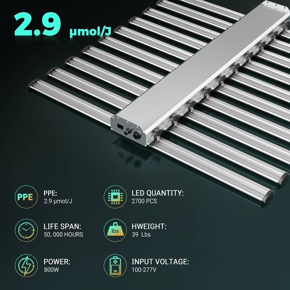 PHLIZON PH-B10 PLUS 800W Full-spectrum+UV/IR Daisy Chain Dimmable