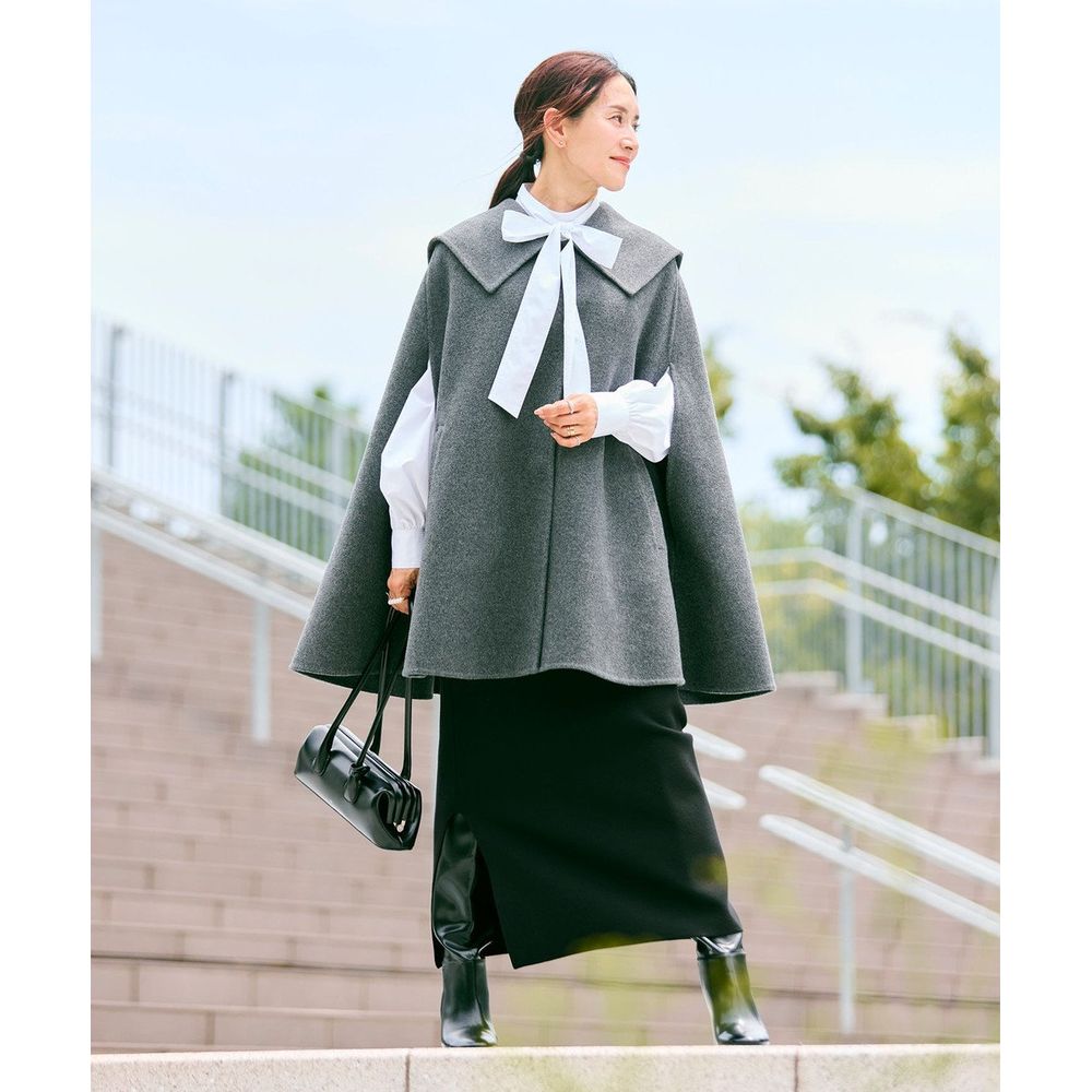 Newans／ハッシュニュアンス】セーラーカラーダブルフェイスケープ