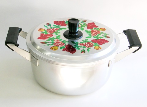 昭和レトロ ホクセイアルミ 薔薇 花園シリーズアルミ両手鍋22センチ