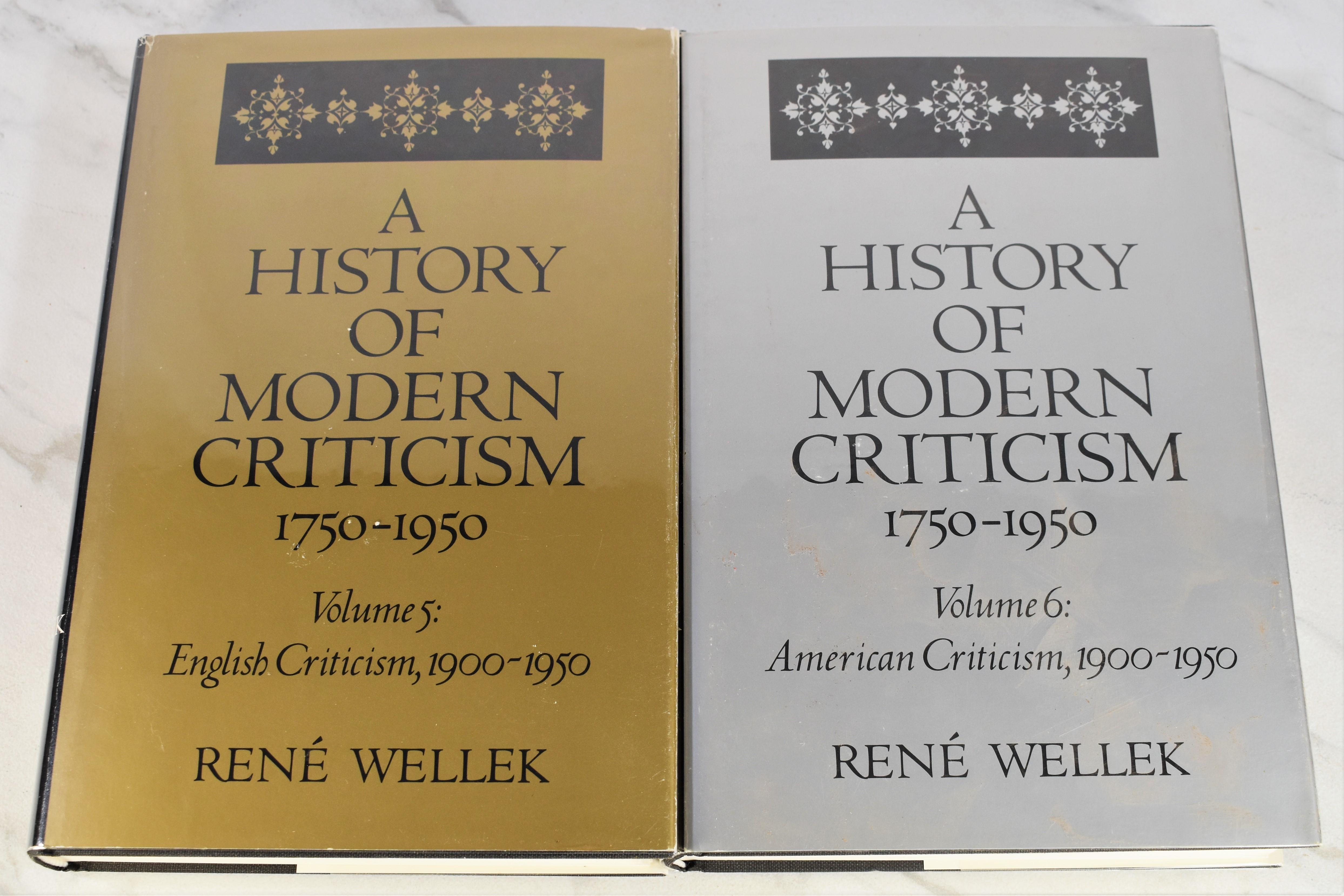 A HISTORY OF MODERN CRITICISM (VOLUMES 1-6) by Rene Wellek: Very