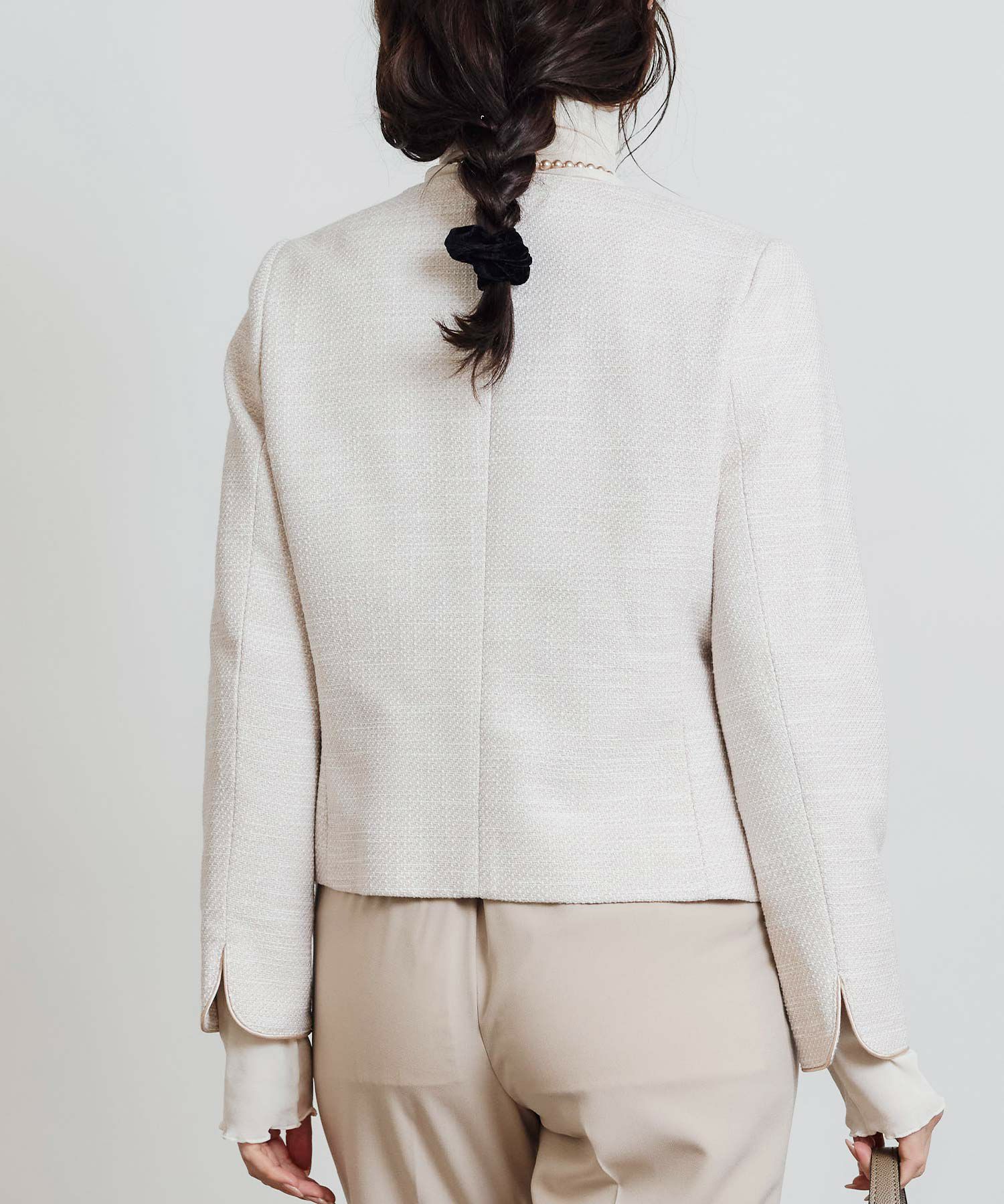 セットアップ可能】綾織りツイードノーカラージャケット | PICCIN