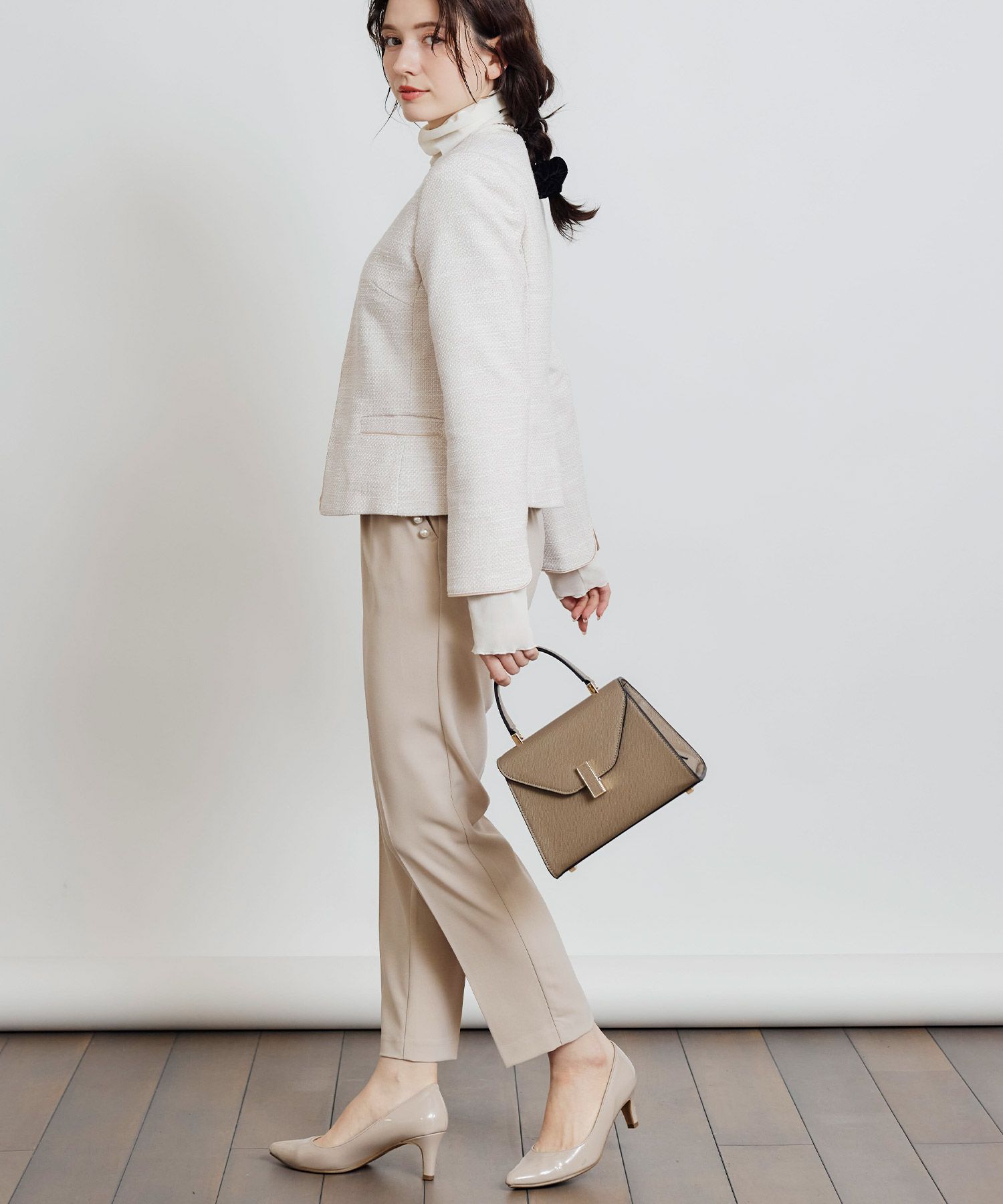 セットアップ可能】綾織りツイードノーカラージャケット | PICCIN