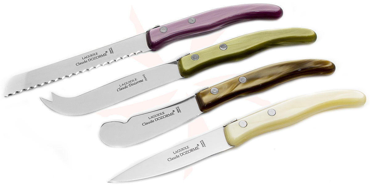 Claude Dozorme 4 Piece Berlingot Knife Set with Colored Synthetic