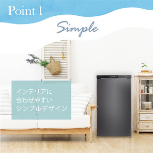 MAXZEN マクスゼン JF064ML01GM ガンメタリック [冷凍庫 (64L・右開き