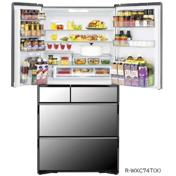 日立 R-WXC74T(X) クリスタルミラー [冷蔵庫 (735L・フレンチドア