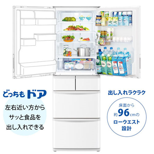 SHARP SJ-X418K-W マットオフホワイト [冷蔵庫 (412L・左右フリー