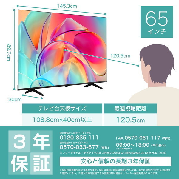 Hisense 65E6K [65V型 地上・BS・CSデジタル 4Kチューナー内蔵 液晶