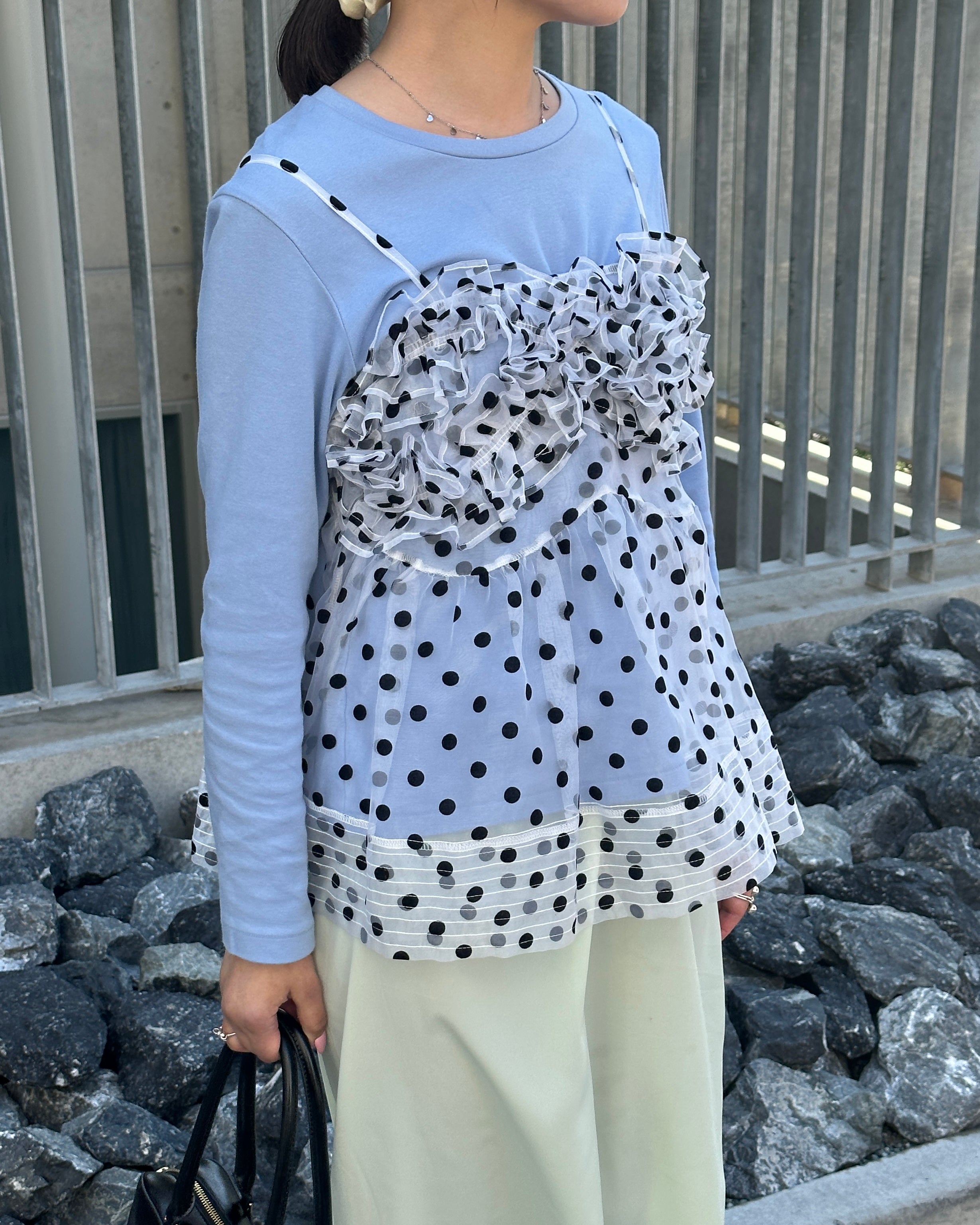 Wave gathered peplum bustier (dot)