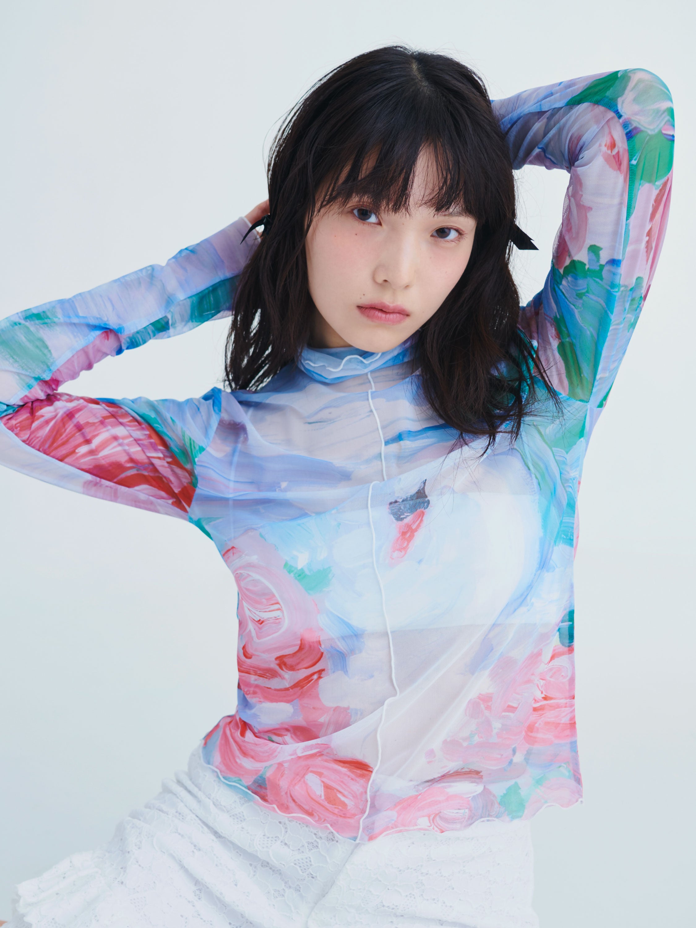 Swan see-through tops (High / Crew neck)