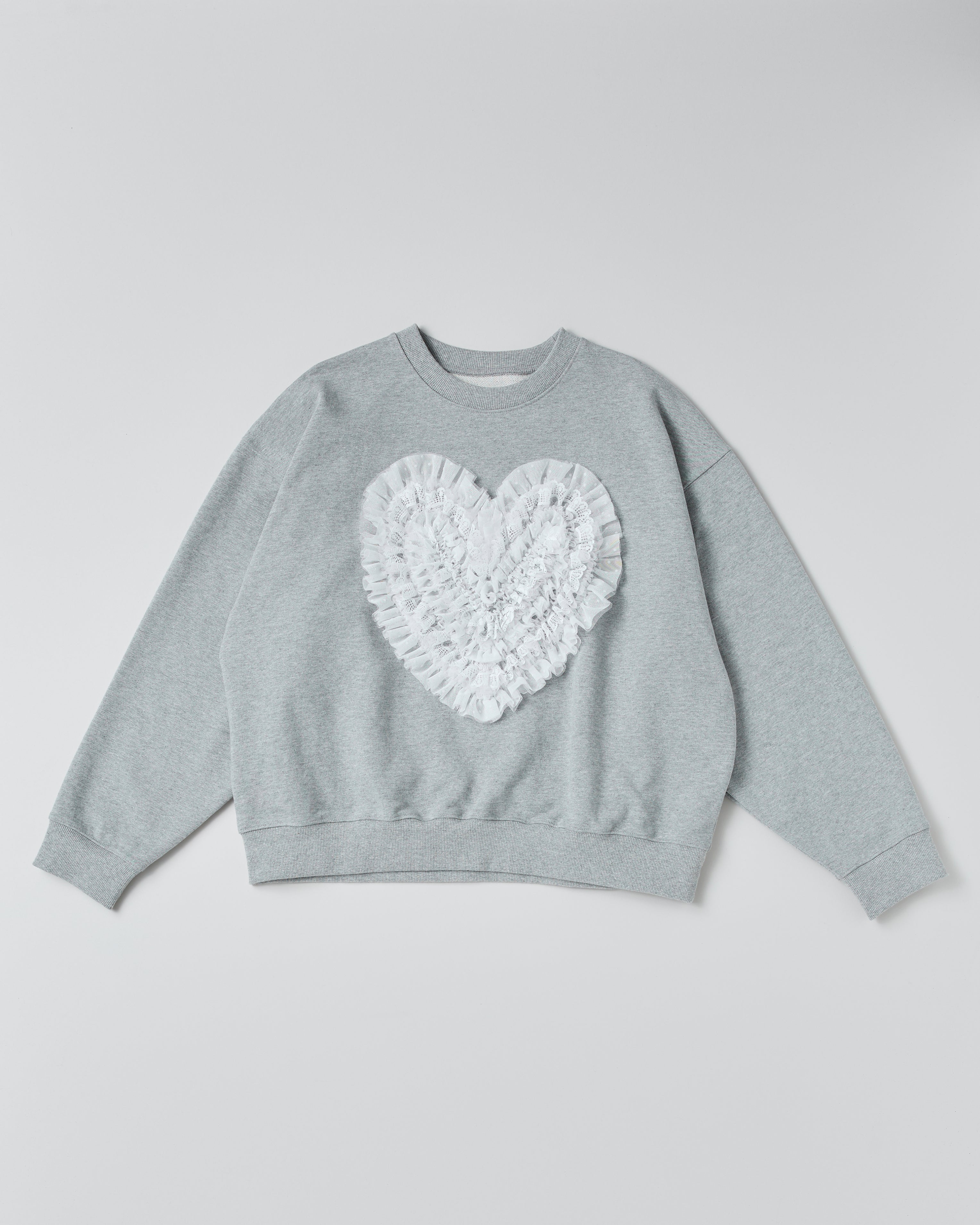 Heart dot tulle sweatshirt (gray)