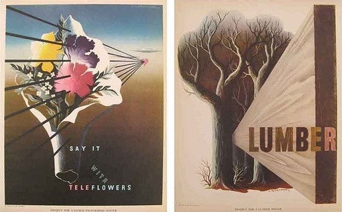 A.M. Cassandre - Say it with Teleflowers & Lumber (Two Sided Print