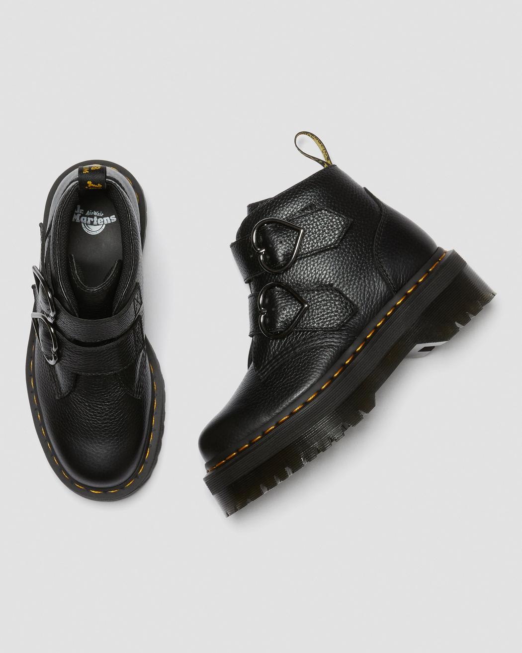 Devon Heart Black Milled Nappa Leather Platform Boots – Posers