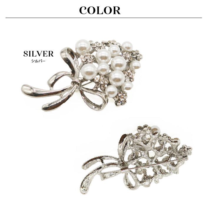 パール×ビジューブーケブローチ 56039