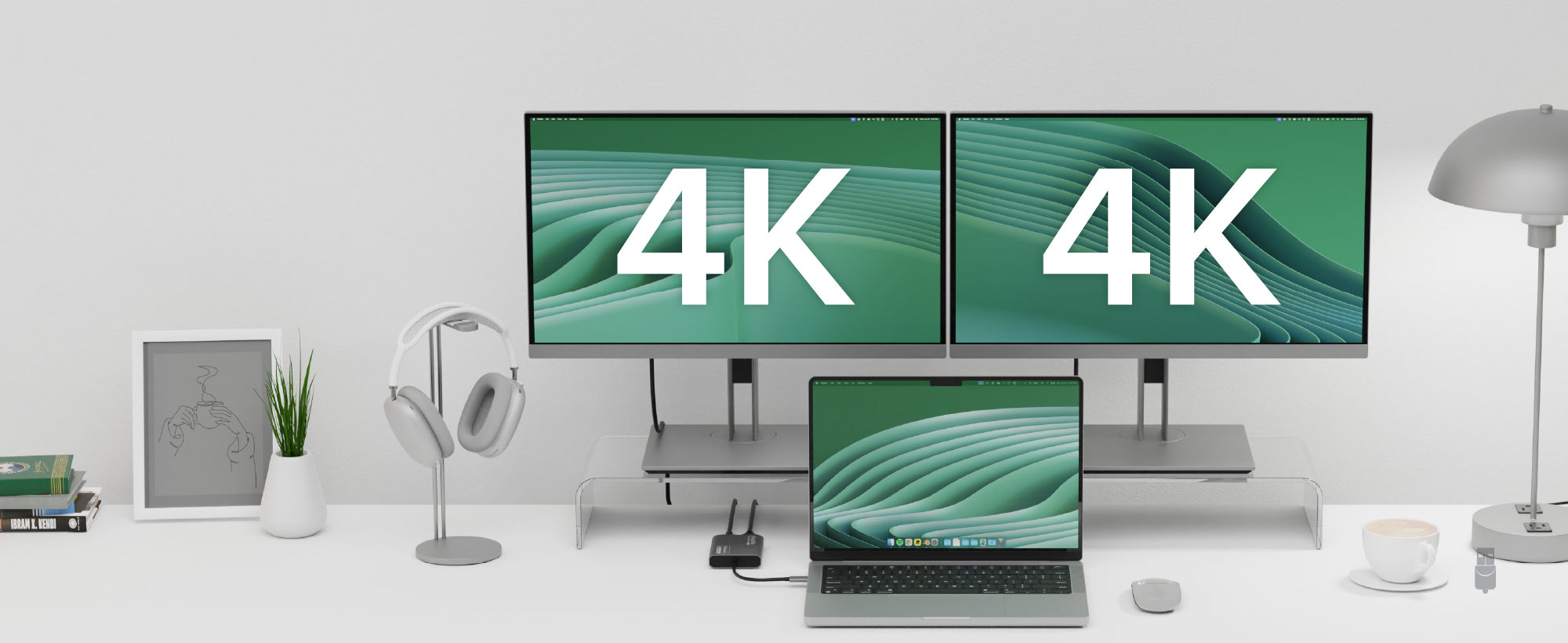 Plugable USB C to HDMI Adapter, Dual Monitor 4K 60Hz for Apple Mac