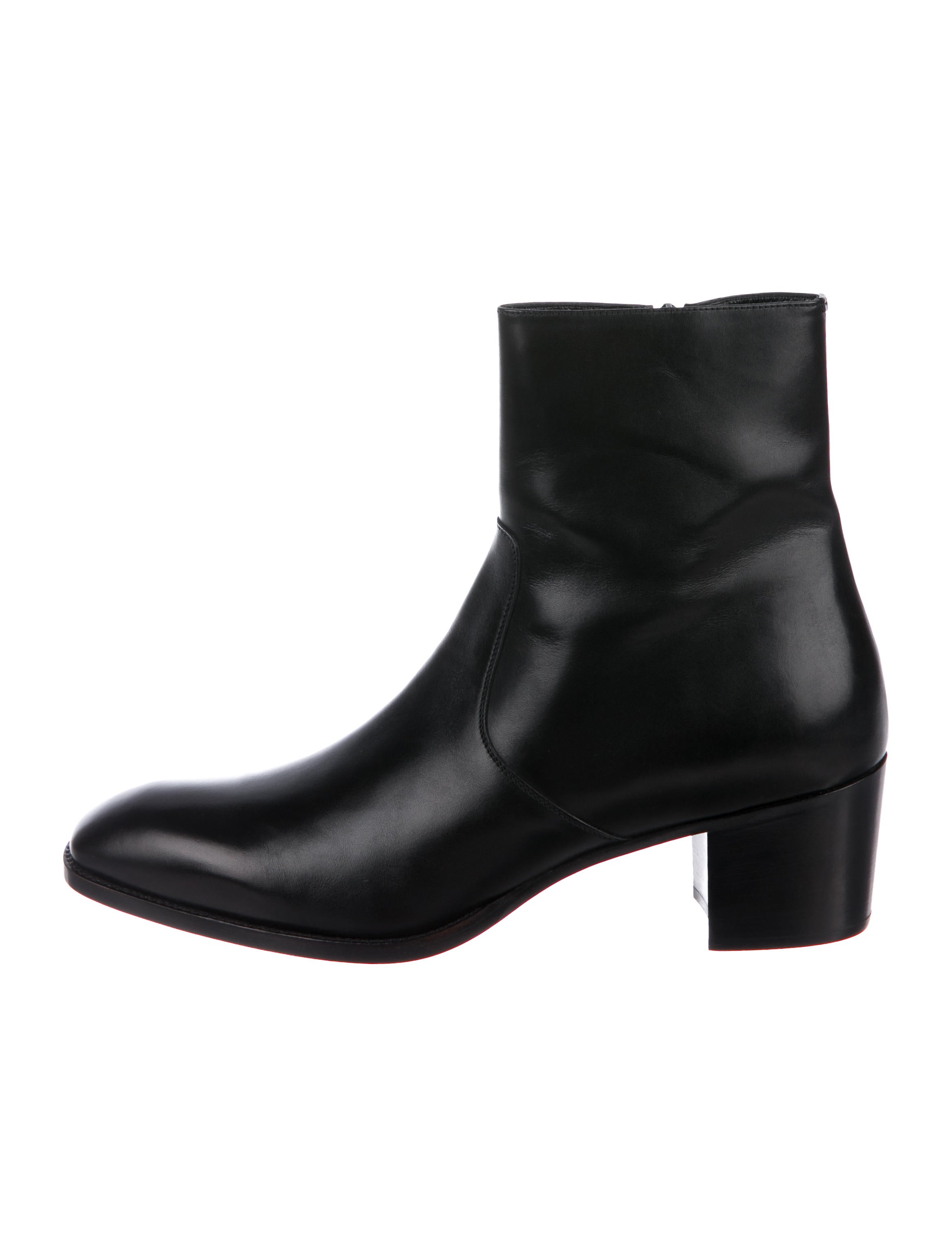 Saint Laurent Wyatt 60 Leather Ankle Boots - Black Boots, Shoes
