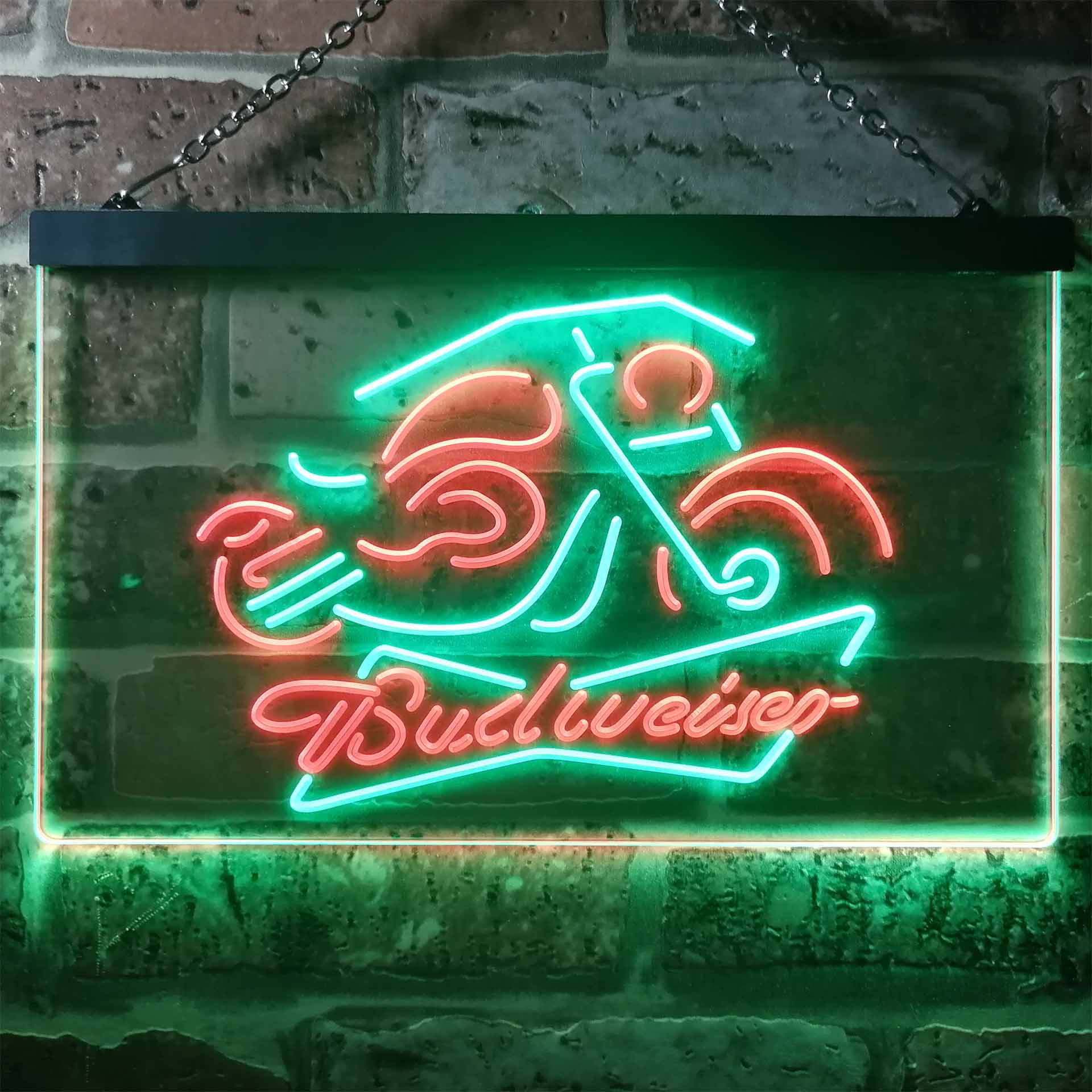 Budweiser Beer Motorcycle Home Bar Neon Light LED Sign | Home Bar Gift