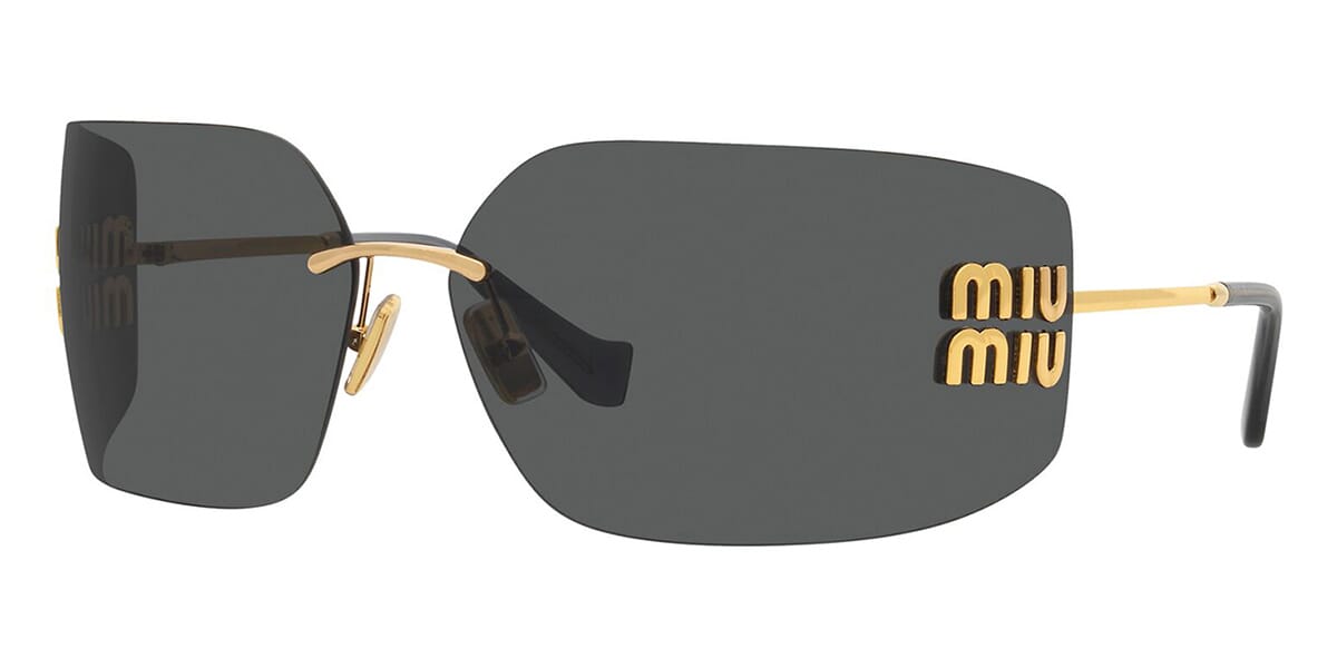 Miu Miu MU 54YS 5AK5S0 Rimless Wraparound Black Sunglasses - US