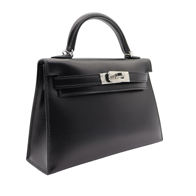 Hermès Kelly II Sellier Mini Black Box Calf Leather Palladium