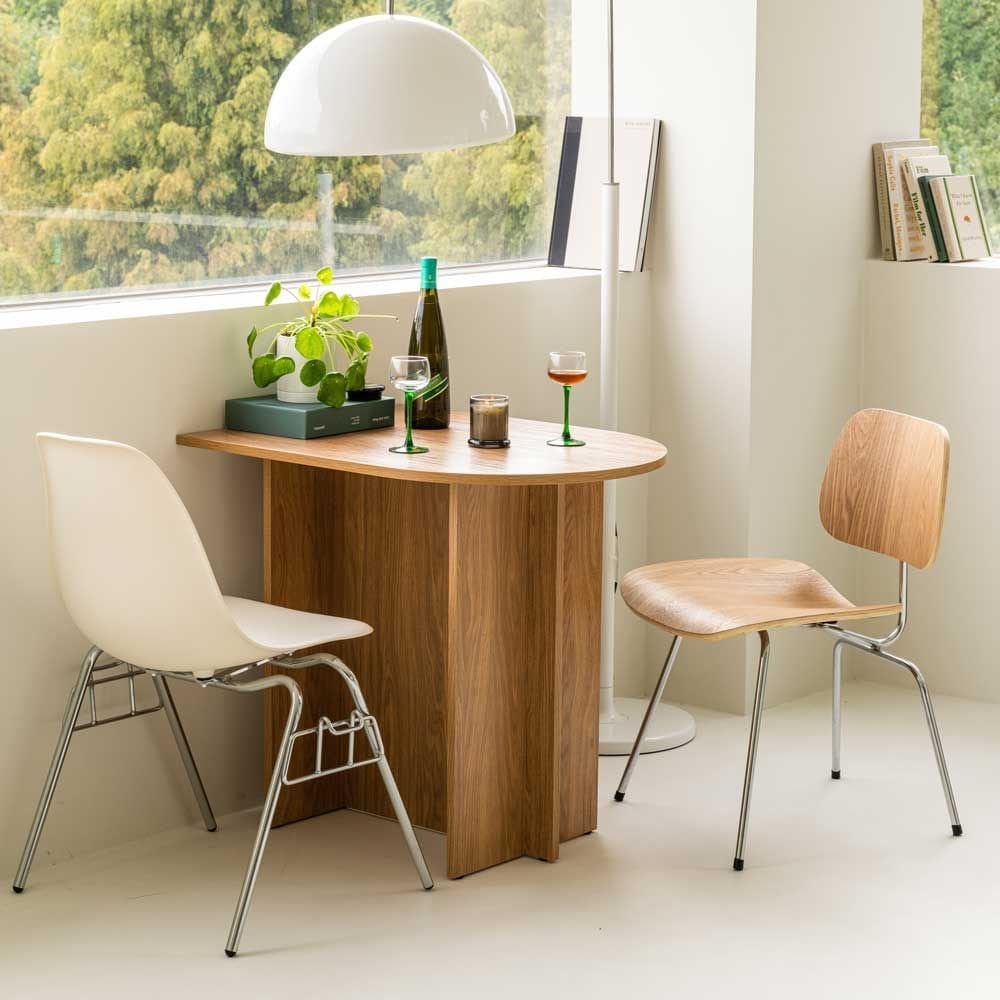 woodray ホームカフェ 半楕円 ダイニングテーブル 80cm［2色