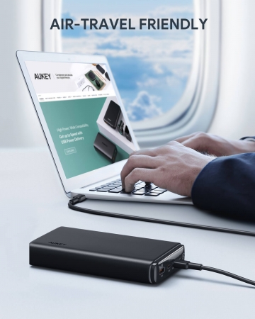AUKEY最大65W出力でノートパソコン用26800mAh大容量モバイルバッテリー