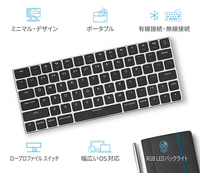 ミニマリストのための超スリムなワイヤレス メカニカル・キーボード