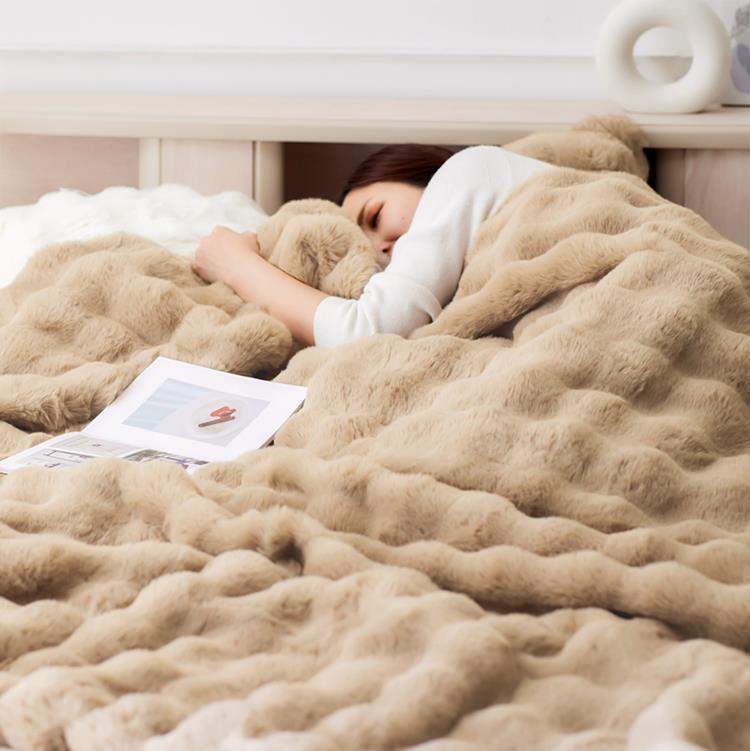 WEB限定】 ASHEL ふわもこラビット プレミアム 毛布 クイーン ベージュ
