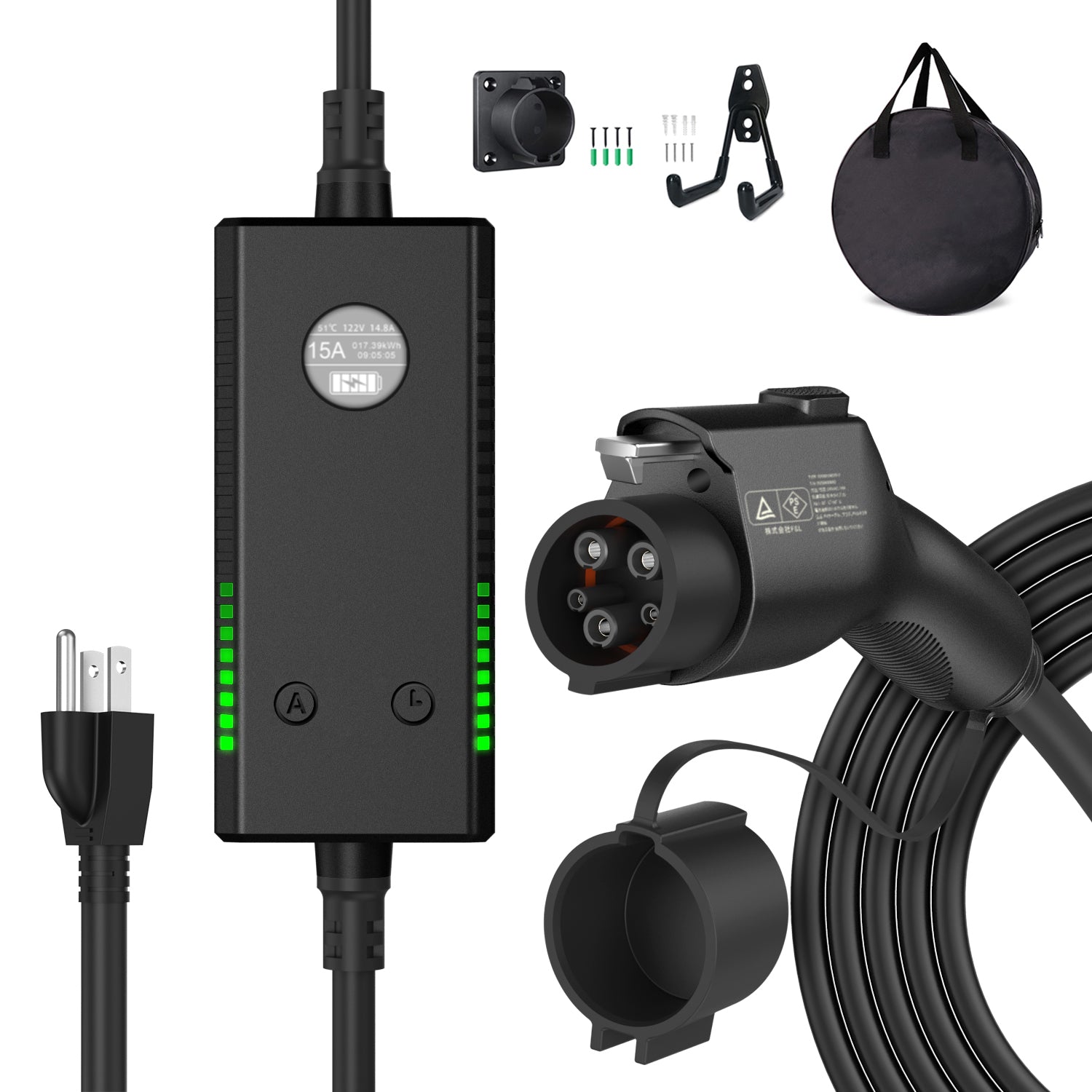 Qkcabo 100V電気自動車充電ケーブルSAE J1772とテスラアダプタ