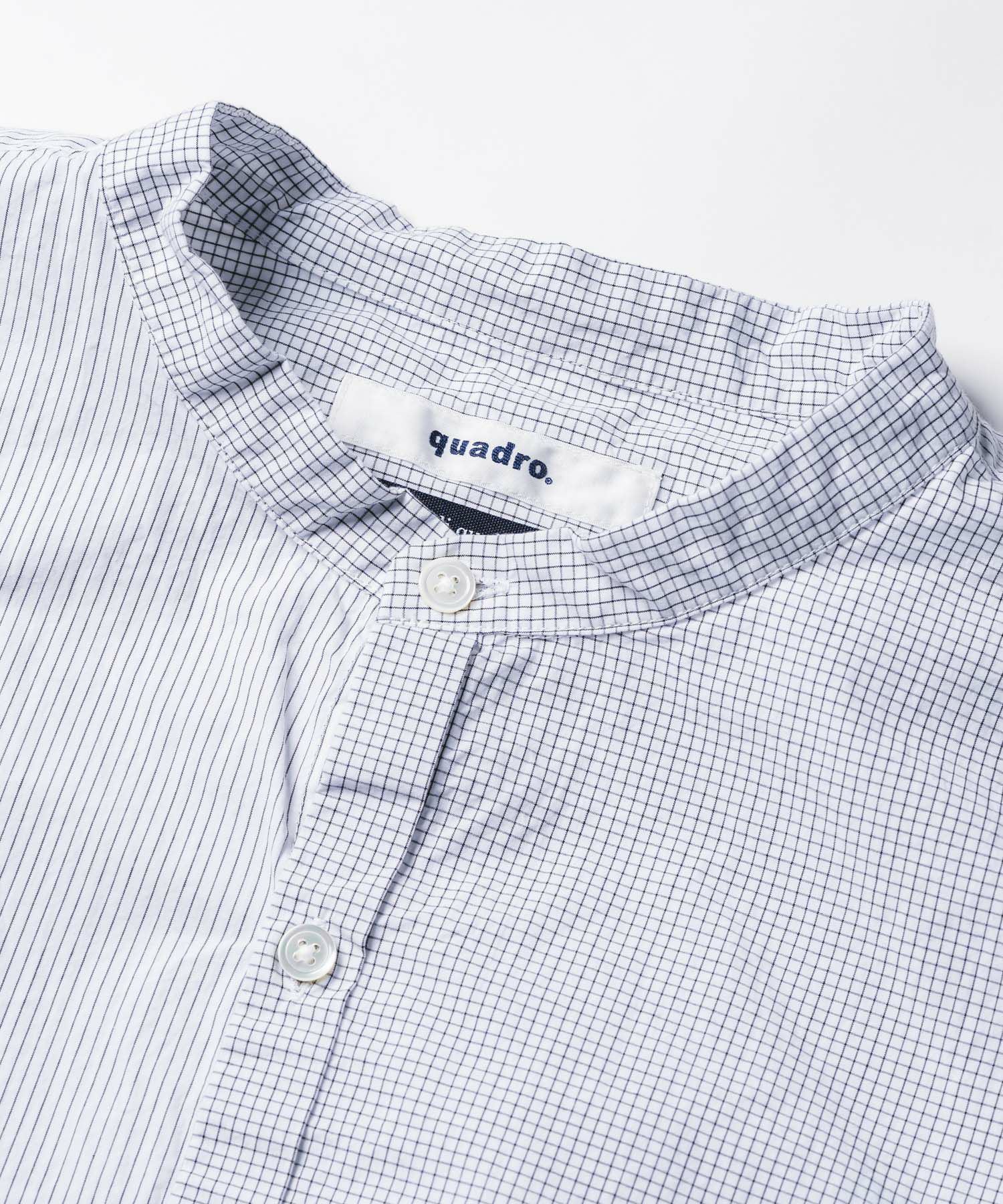 超長綿オーガニックコットンタイプライター切替スタンドカラーシャツ