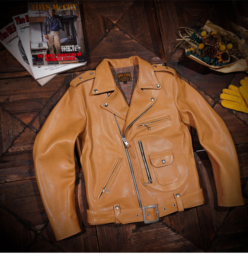 ◇ヴィンテージ復刻 J-24型水染ディアスキンレザー ダブルライダース