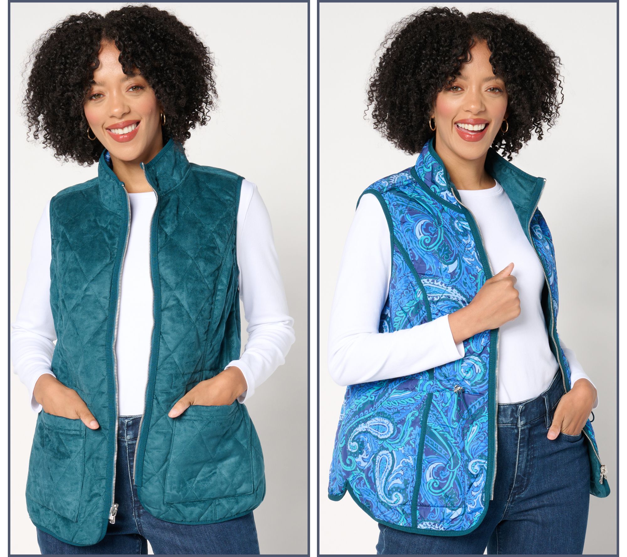 Isaac Mizrahi Live! Diamond Quilted Faux Suede Reversible Vest