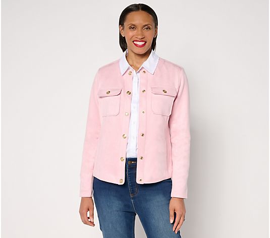 Isaac Mizrahi Live! Scuba Suede Snap Front Jacket - QVC.com