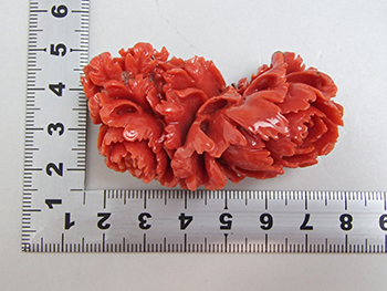 赤珊瑚 コーラル 帯留め ブローチ 彫刻 花 37.6g 高価買取しました
