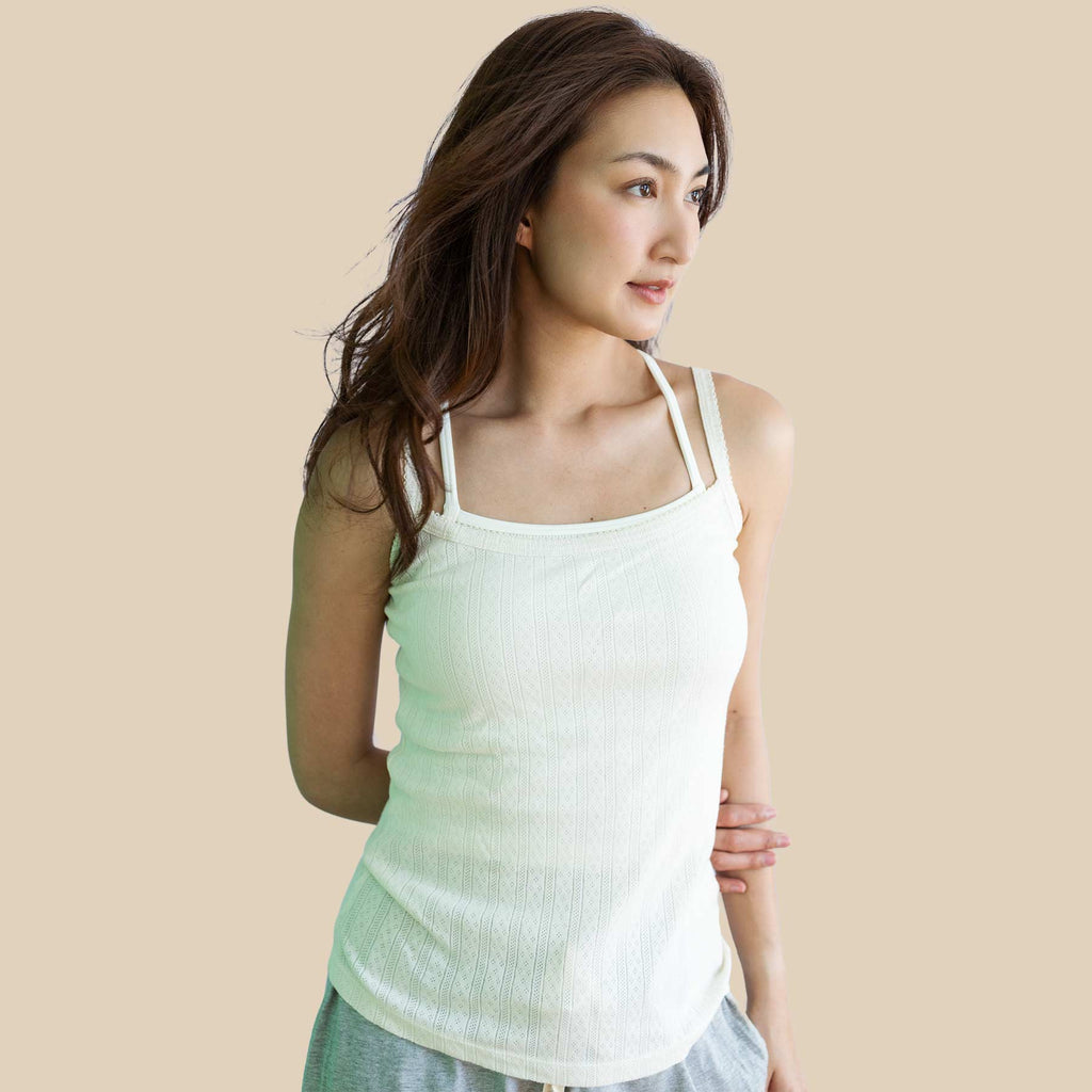Organic Cotton Jacquard Tank Top Camisole (Breathable, Plastic