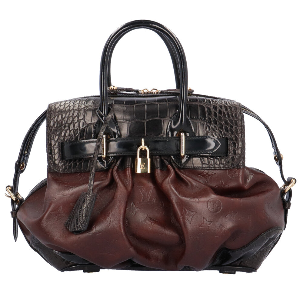 ルイヴィトン モノグラム ハンドバッグ クロコダイル ブラウン ユニ
