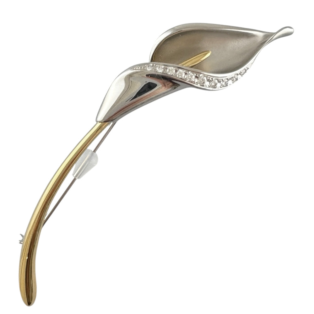 MIKIMOTO ミキモト ブローチ 18金 K18イエローゴールド ダイヤモンド