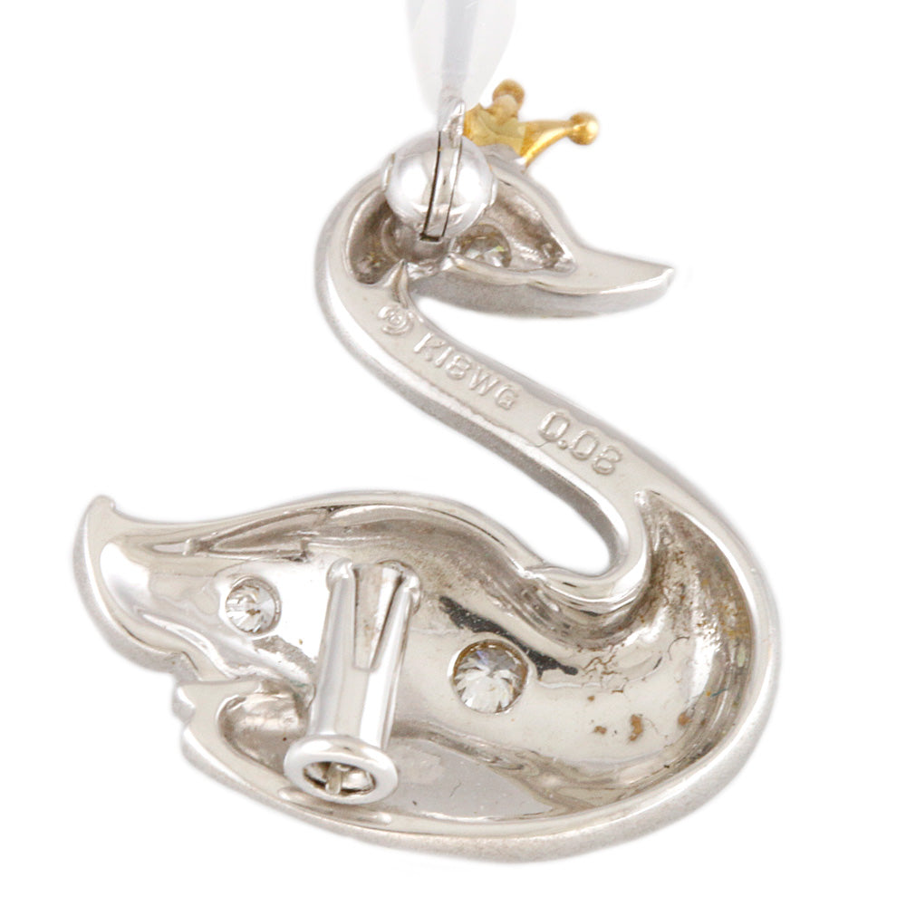 中古】 タサキ TASAKI K18WG ブローチ ダイヤモンド 白鳥 スワン 鳥 18