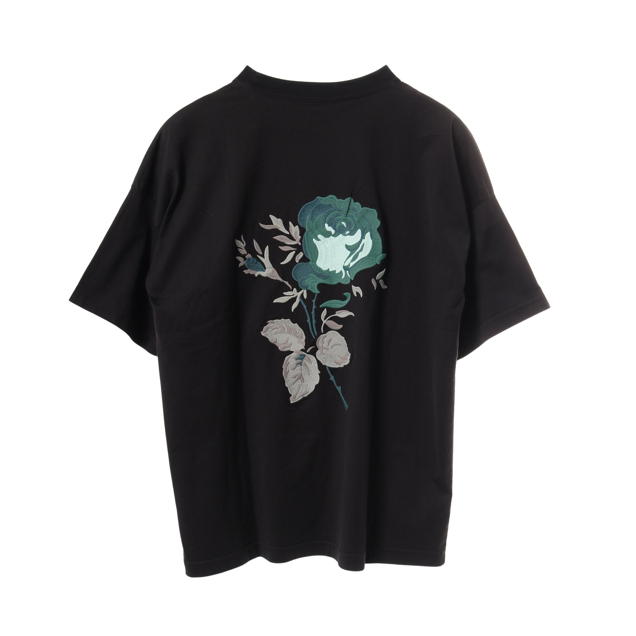 JARDIN Tシャツ ローズ刺繍 コットン ブラック クリスチャンディオール