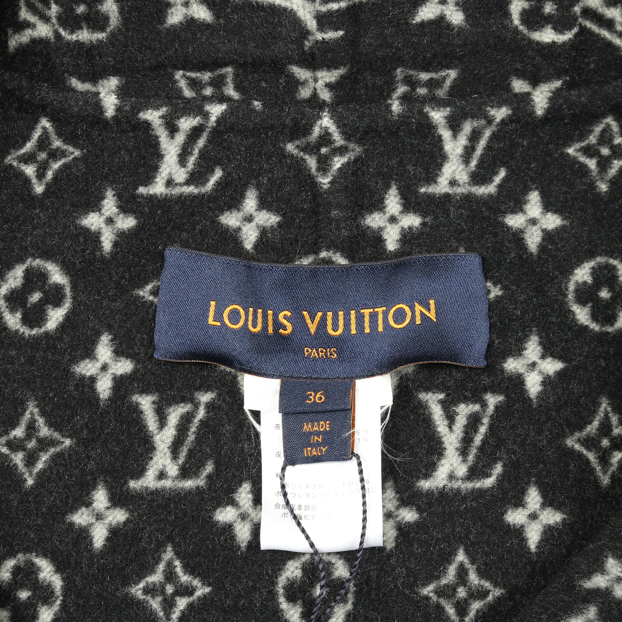 モノグラム ケープ ポンチョ ウール ブラック フード付き ルイヴィトン