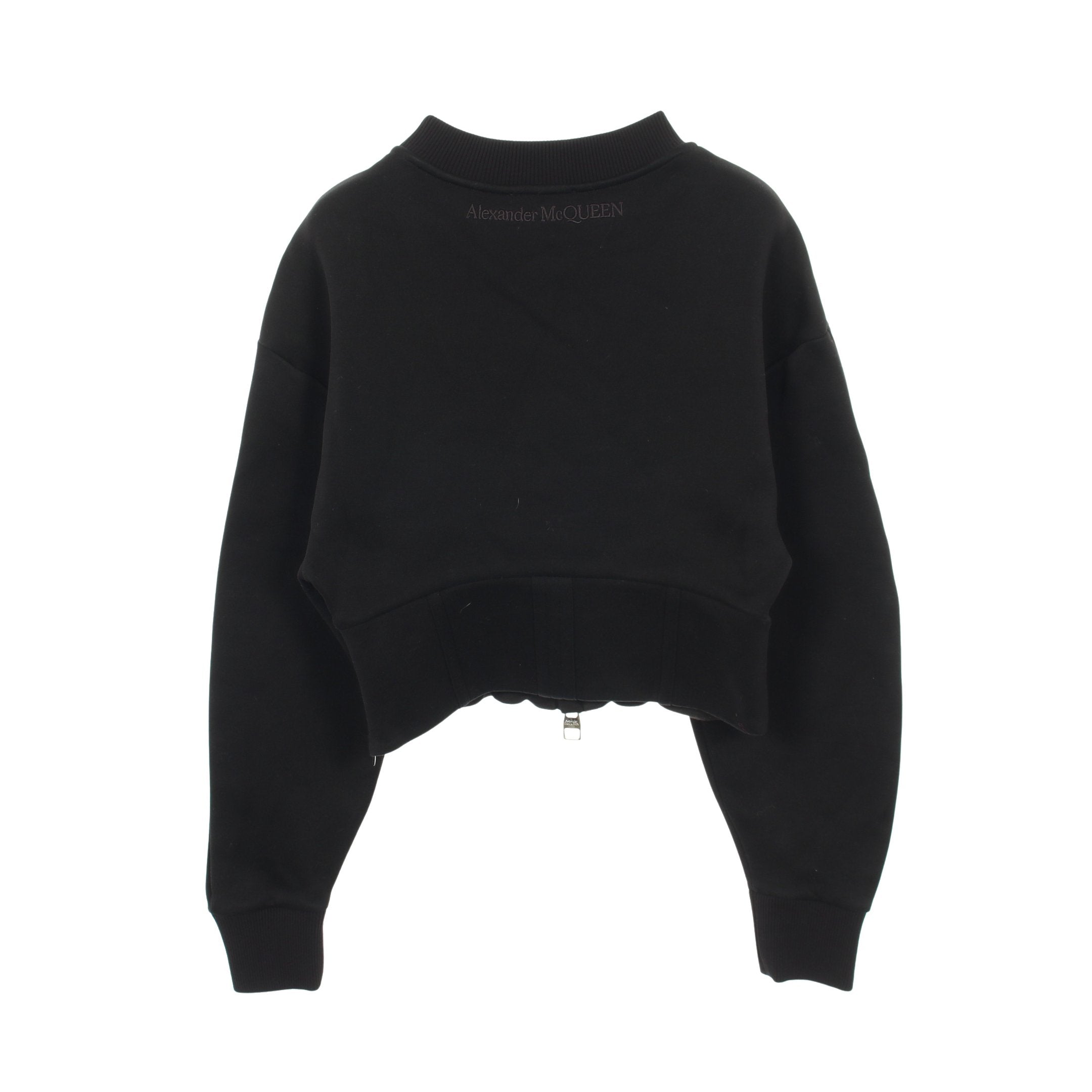 クロップド スウェットシャツ クルーネック コットン ブラック