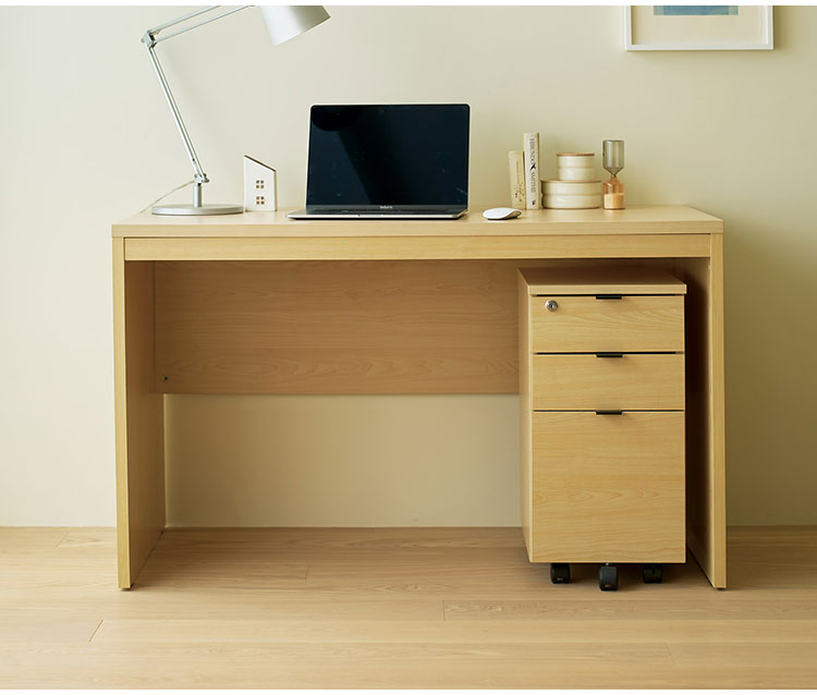 ワークデスク 幅120cm パソコンデスク コード穴付き ナチュラル 木目調