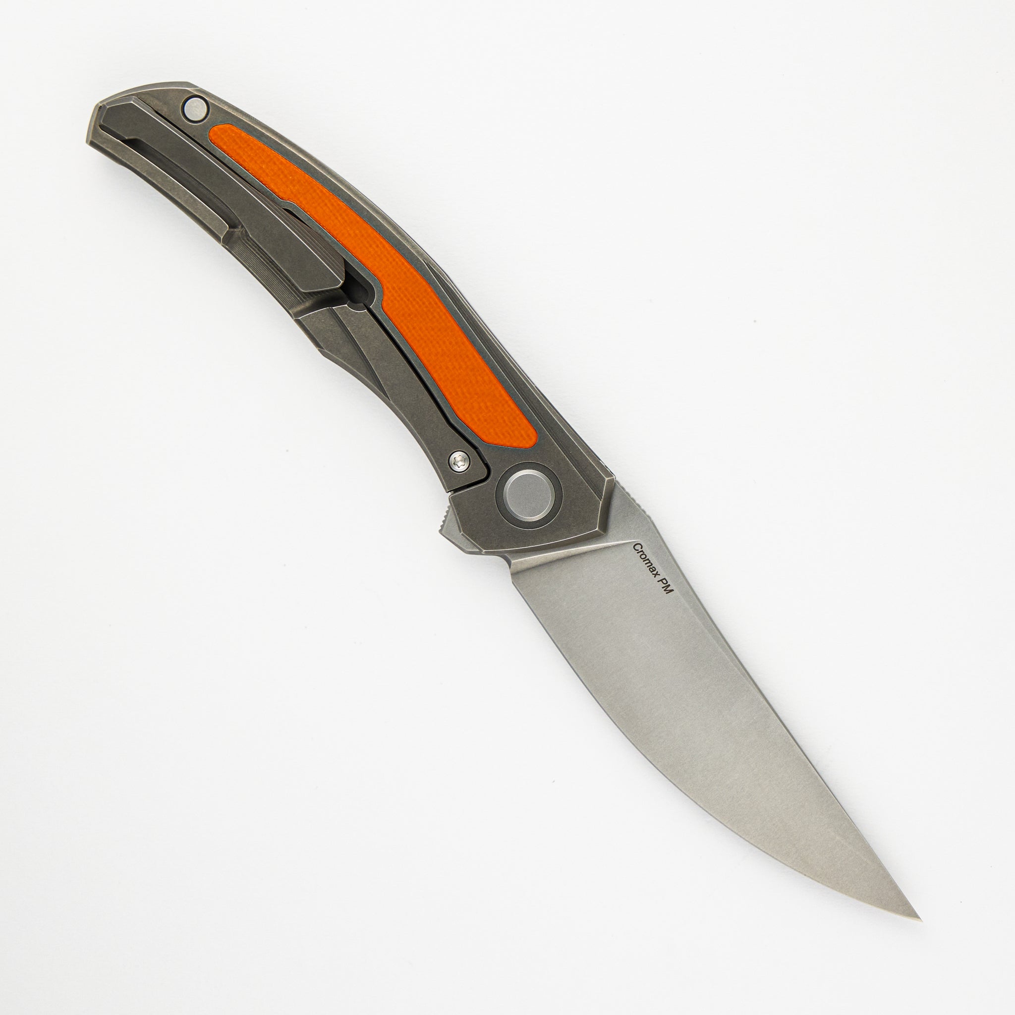 URSUS QUANTUM – CROMAX PM BLADE – TITANIUM HANDLE – ORANGE G10 INLAY –