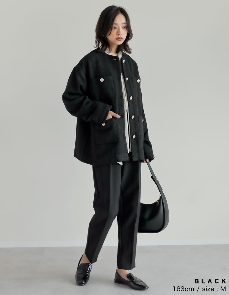 ツイードフリンジノーカラージャケット - ジャケット/アウター通販