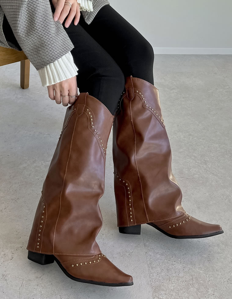 スタッズウエスタンカバーブーツ - シューズ通販 | 人気レディース