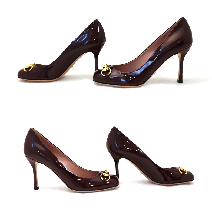 グッチ(GUCCI) パンプス ハイヒール ピンヒール ホースビット エナメル
