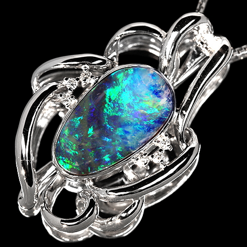 オーストラリア産ボルダーオパール 8.2ct ダイヤモンド ホワイト