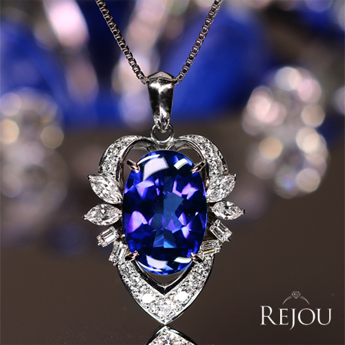 タンザナイト 13ct ダイヤモンド 1.4ct プラチナ ネックレス【品質