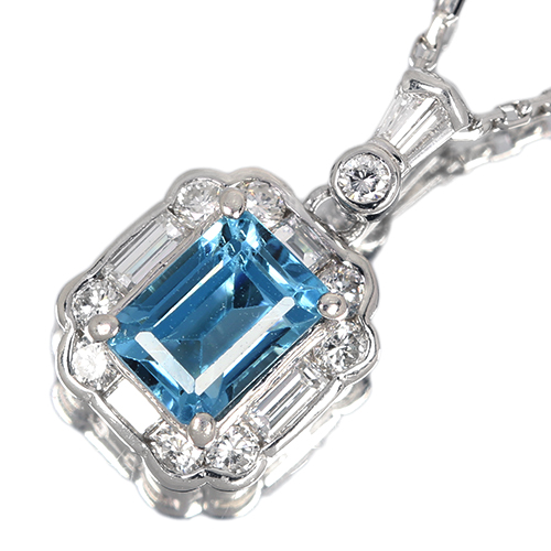 スイスブルートパーズ 1.7ct ダイヤモンド 0.5ct プラチナ ネックレス